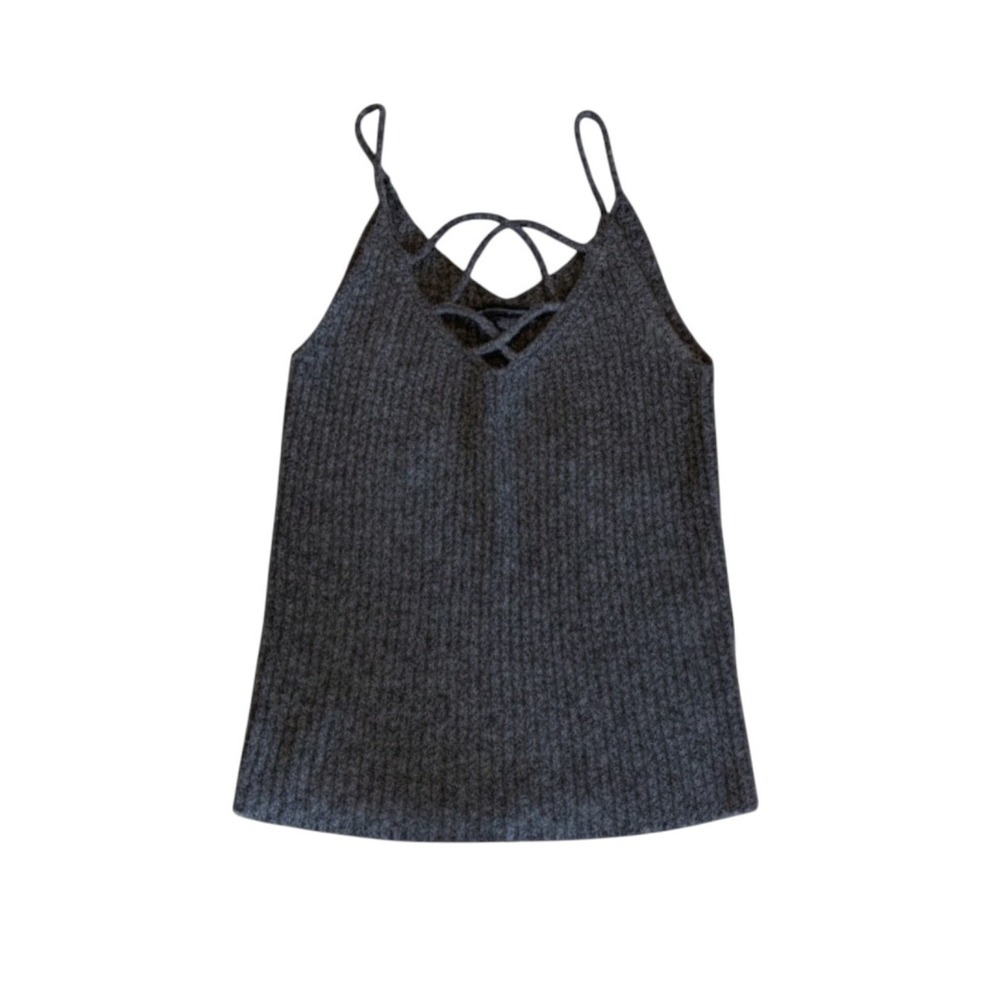 American Eagle AE Heather Gray Ribbed Knit‎ Cropped Tank Top S